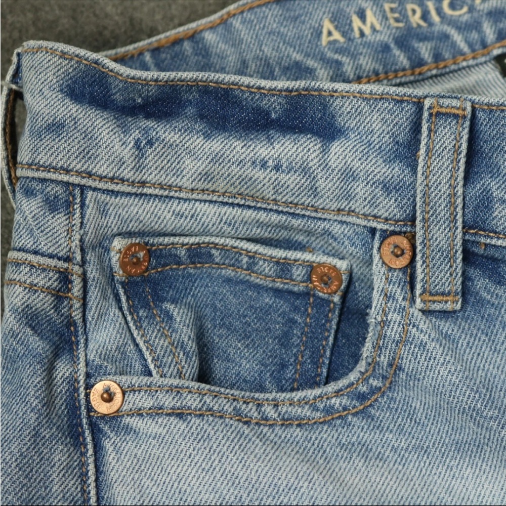 American Eagle Stretch '90s Bootcut Blue Jeans Mid Rise Ankle Slits size 2 - Picture 4 of 6